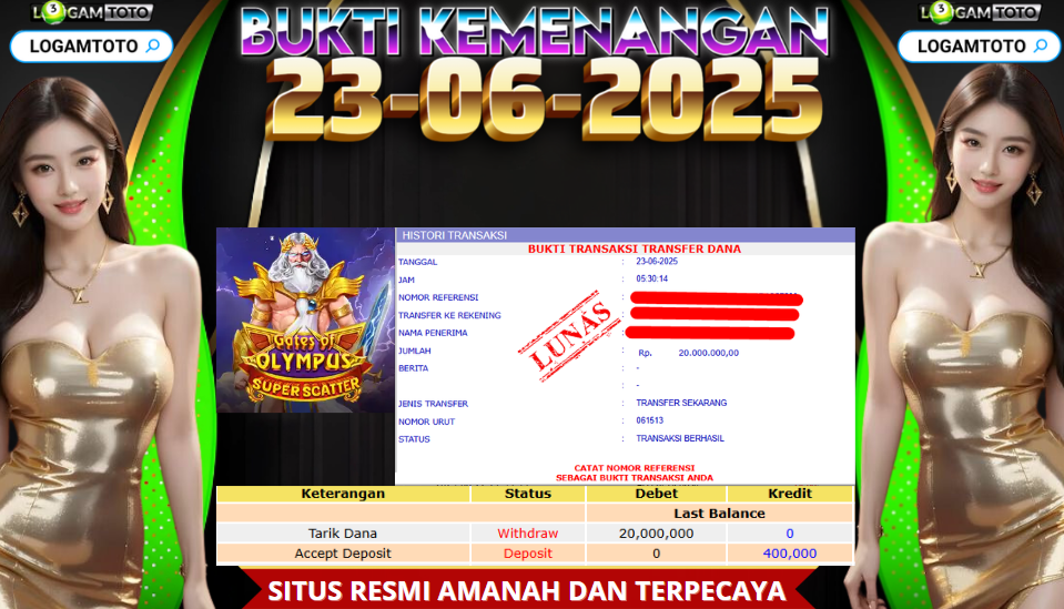 SELAMAT KEPADA MEMBER SETIA LOGAMTOTO BERHASIL JACKPOT DI PERMAINAN SLOT GATE OF OLYMPUS SUPER SCATTER